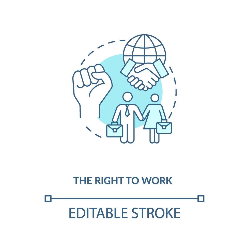The right to work blue concept icon vector