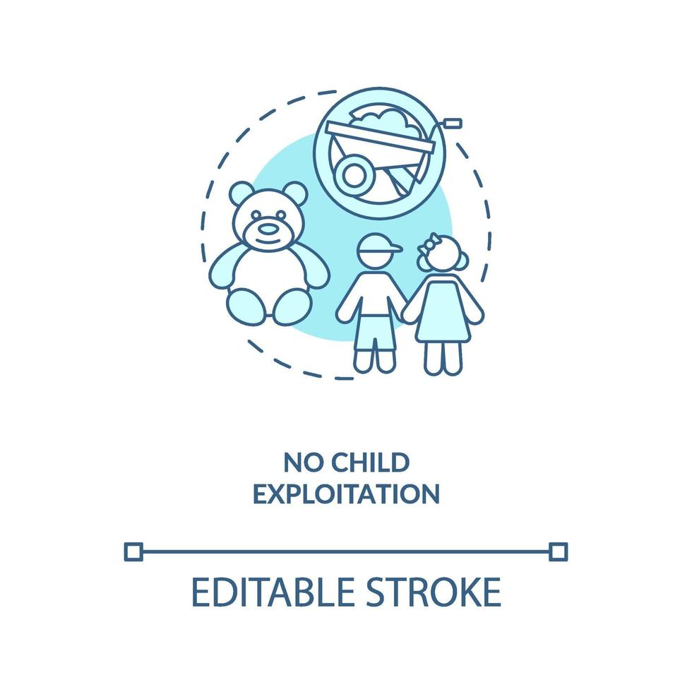 No child exploitation blue concept icon vector