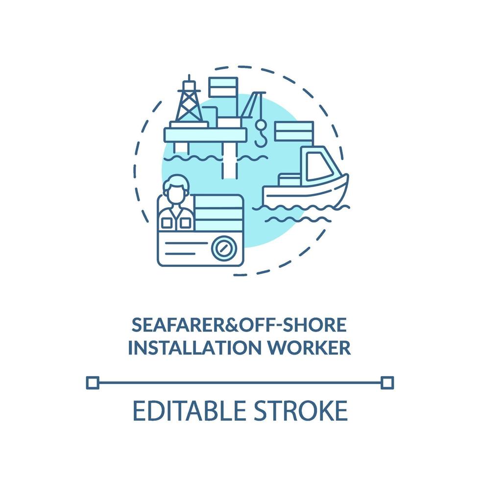 Seafarer and offshore installation worker blue concept icon vector