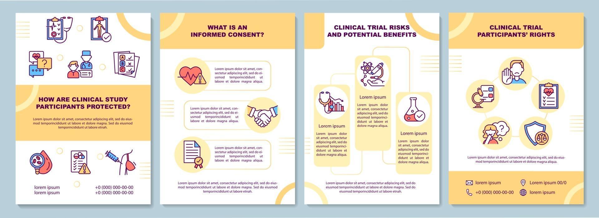 Clinical study participants safety brochure template vector