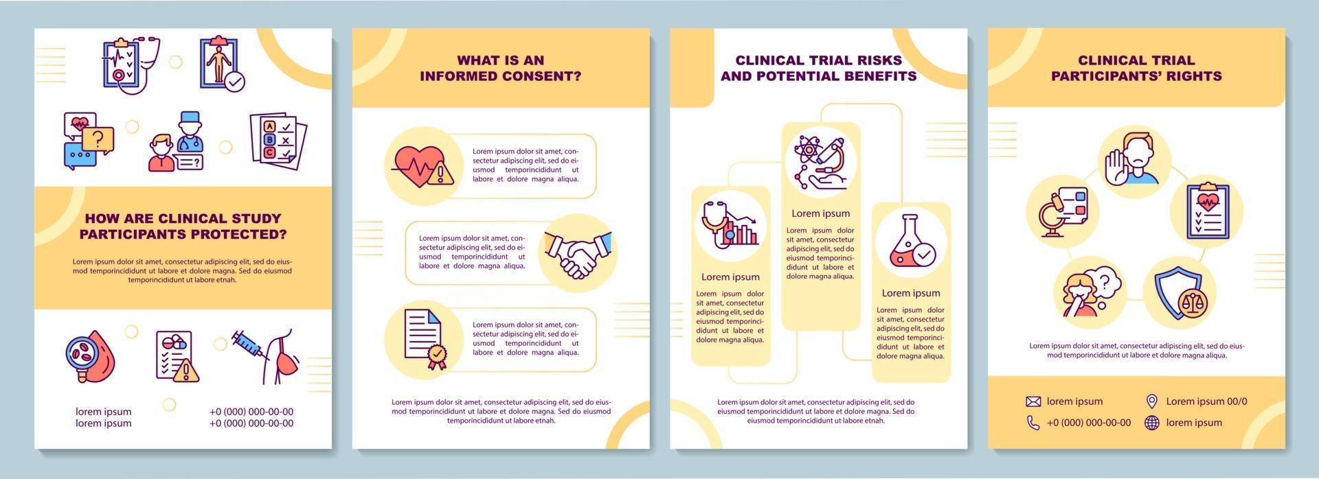 plantilla de folleto de seguridad para participantes de estudios clínicos vector