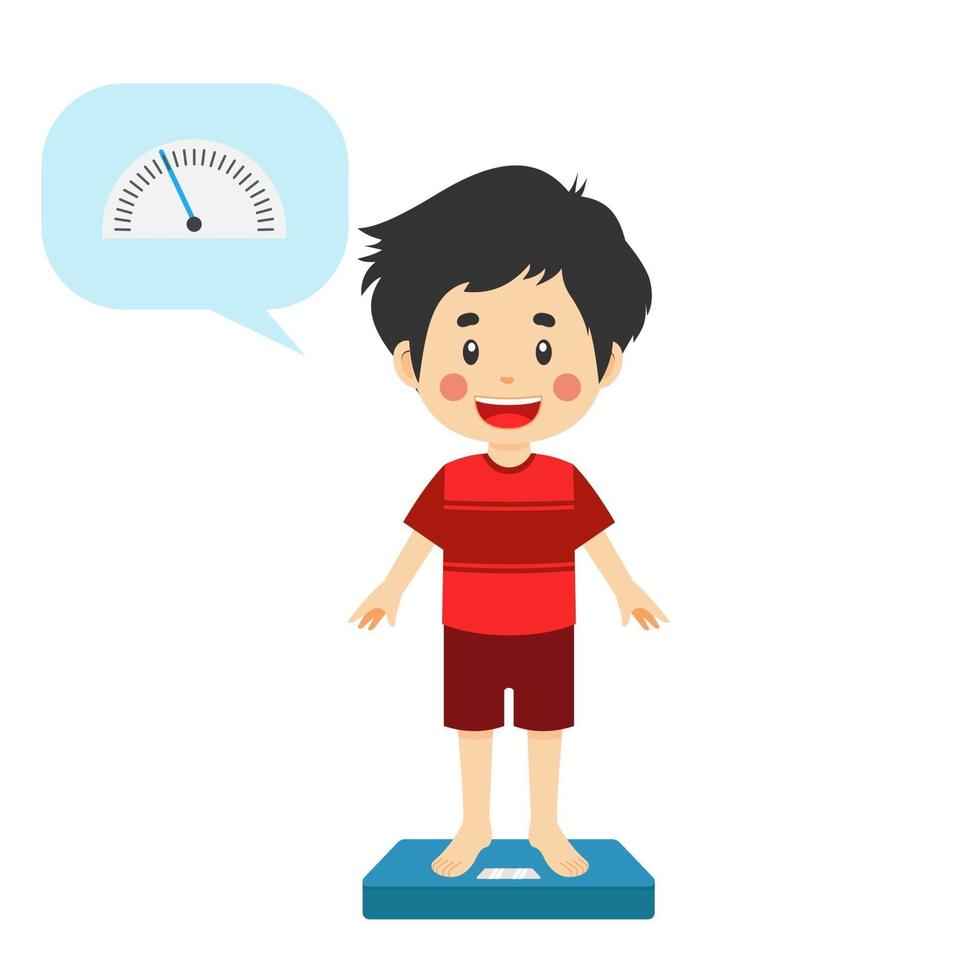 Cute Boy Use Weight Scale vector