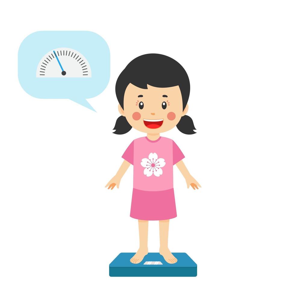 Cute Girl Use Weight Scale vector