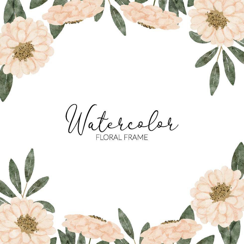 watercolor pastel floral square frame vector