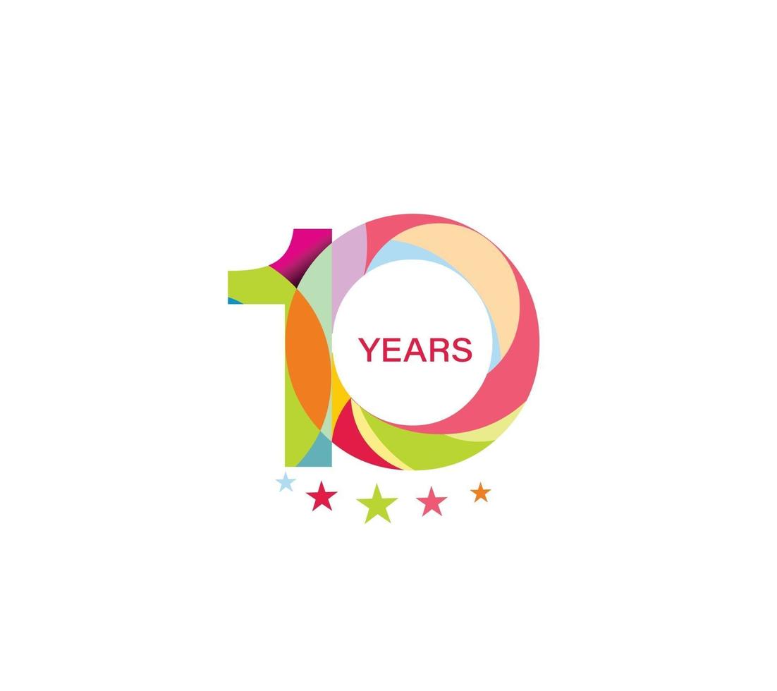 Diseño de celebración de aniversario de 10 años. vector