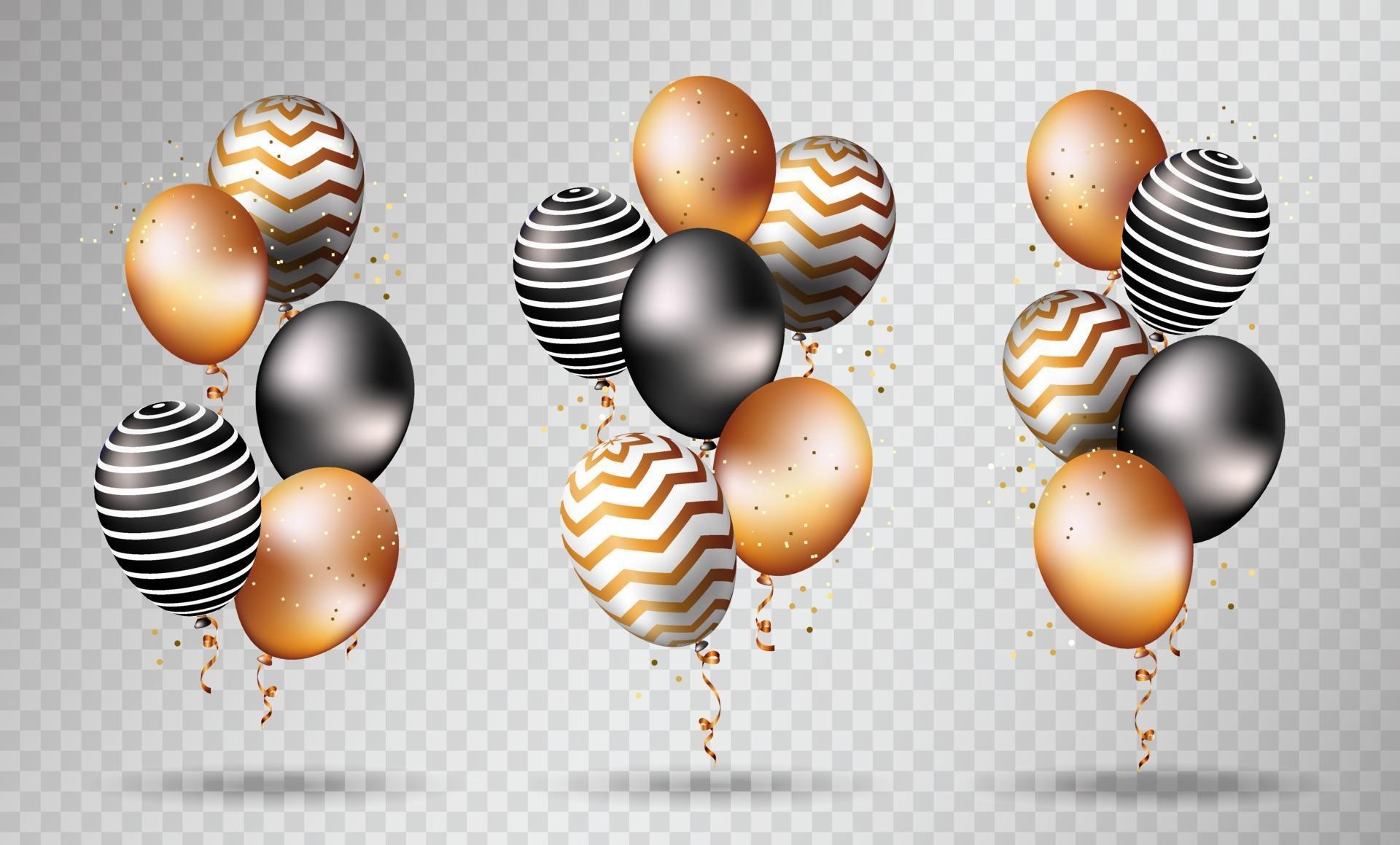 Gold and black balloons on transparent 2250656 - Download Free Vectors