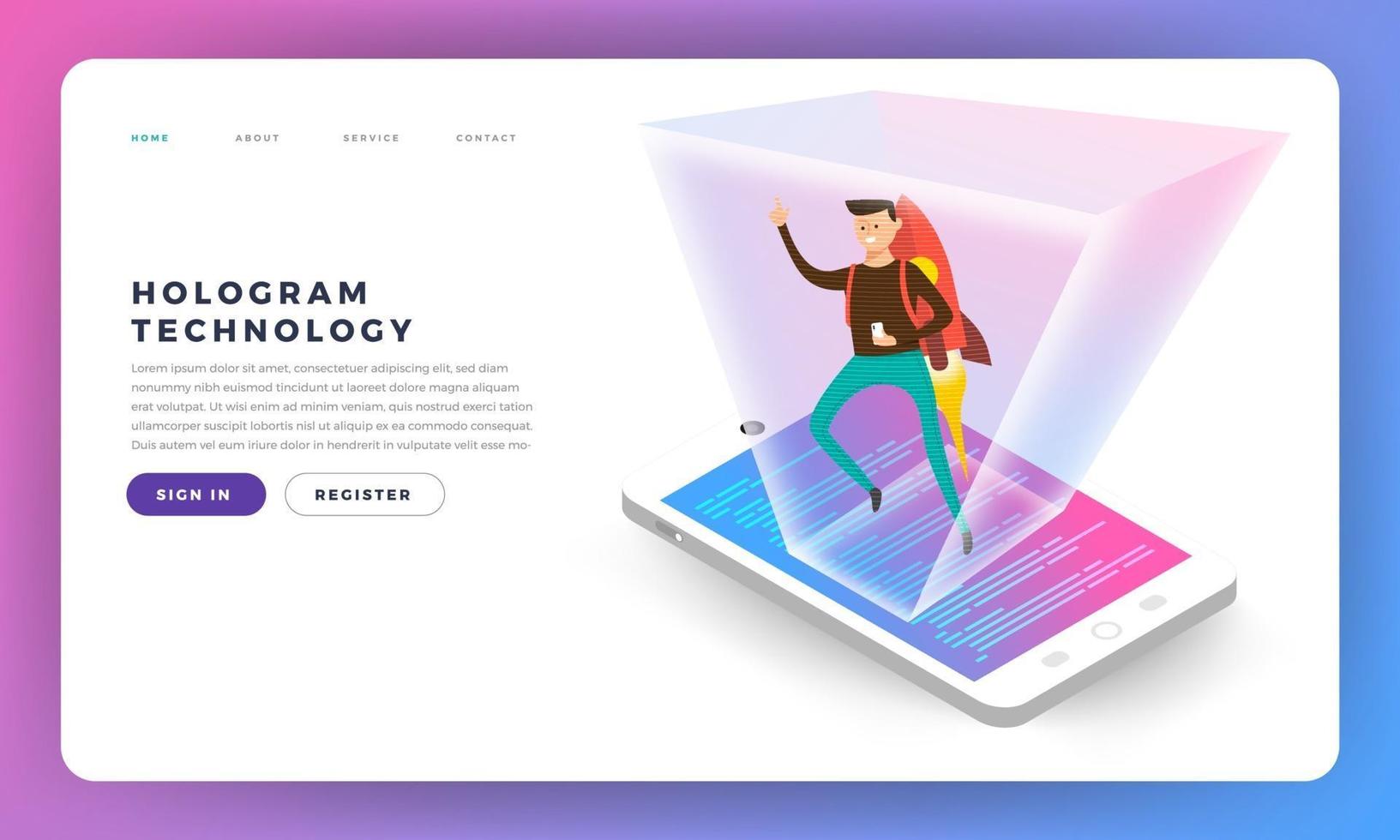 Flat design concepr isometric hologram. Vector illustrations.