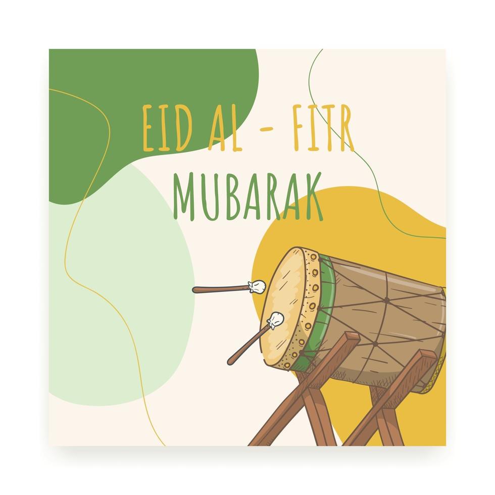 saludo de eid al fitr mubarak, plantilla de redes sociales de eid mubarak vector