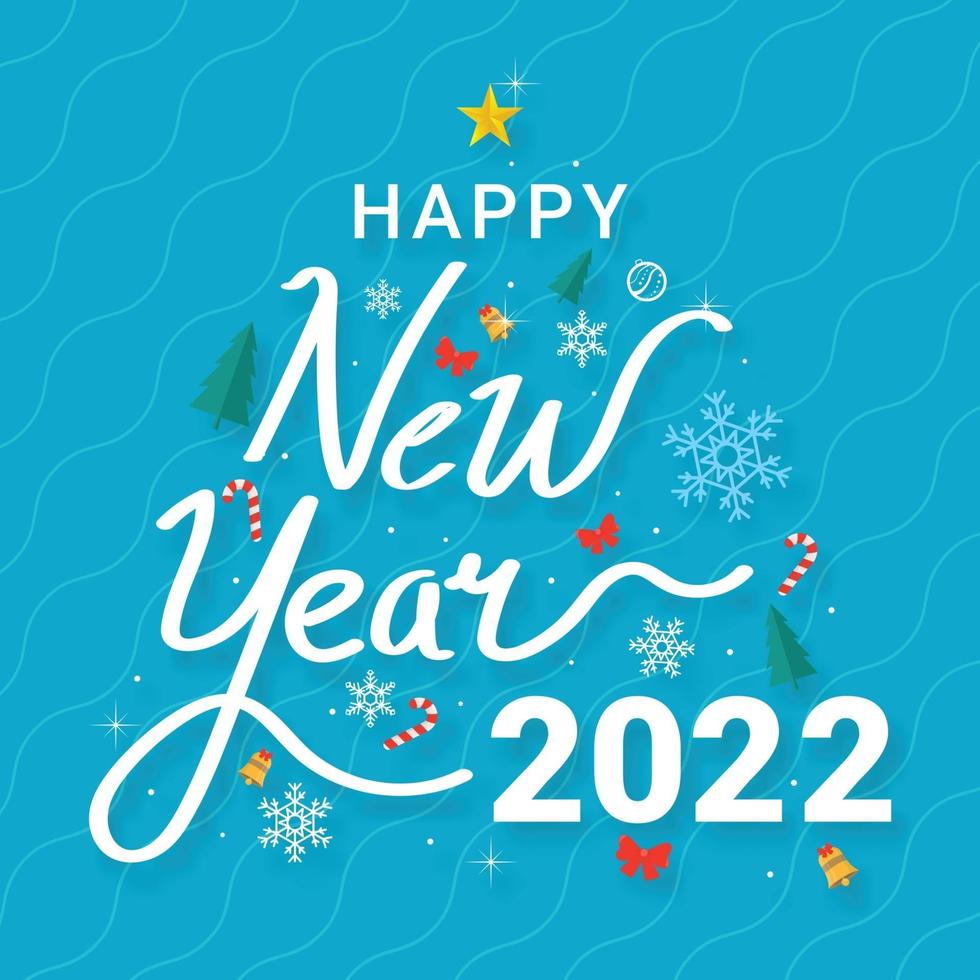 Decorative lettering happy new year 2022 vector