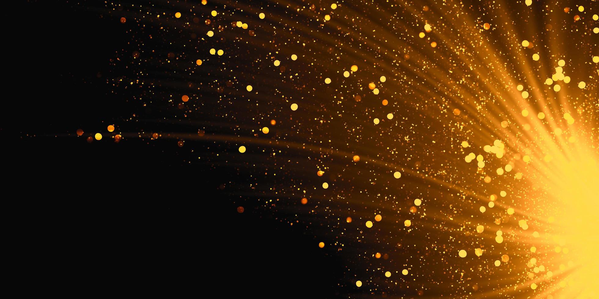 Glowing waves with golden light effect on a black background, 3d illustration photo