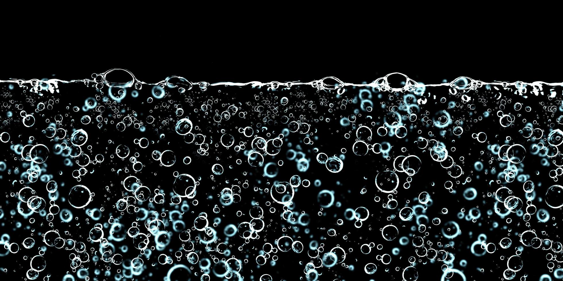 Underwater bubbles on a black background, 3d illustration photo