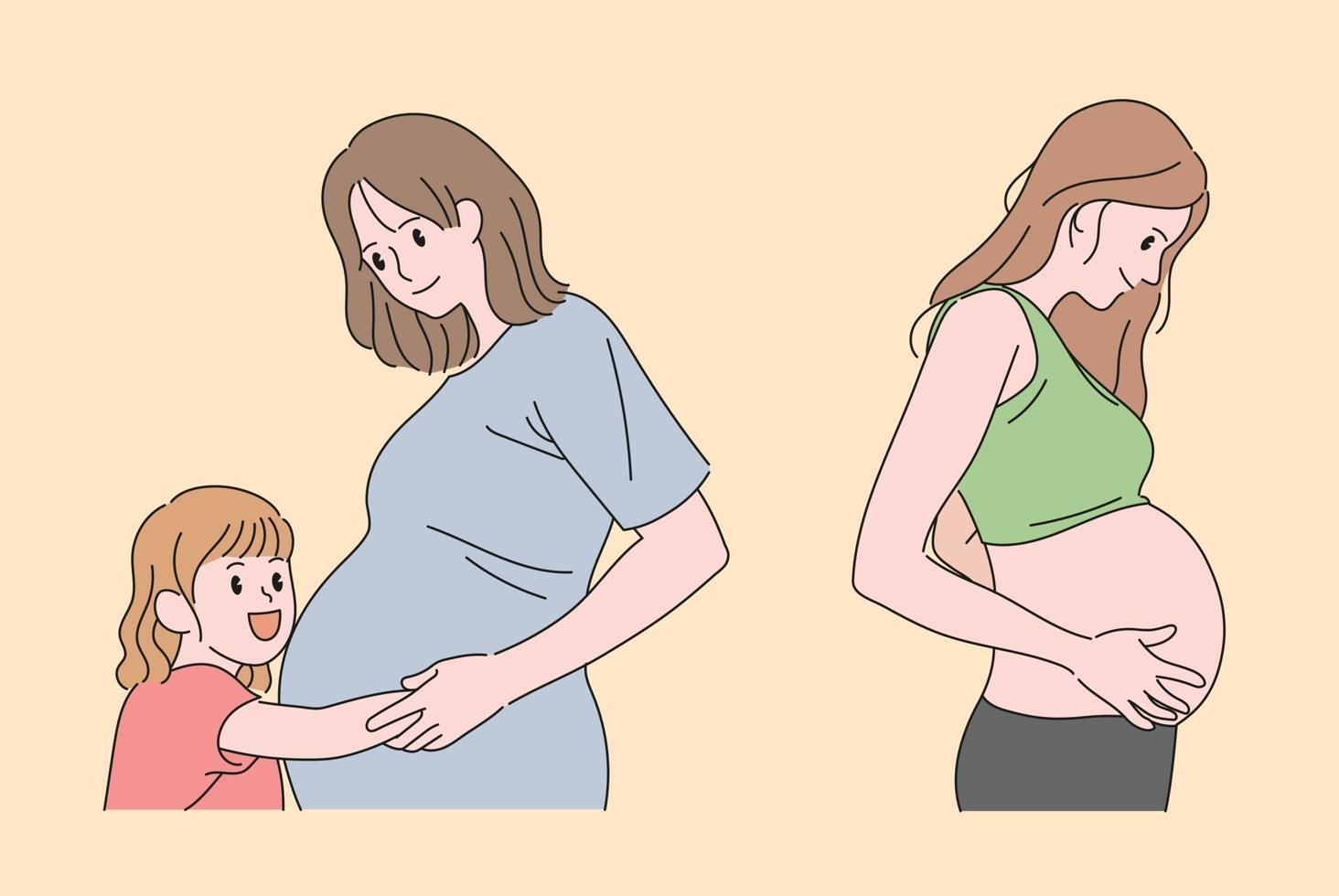 Set of pregnant women vector