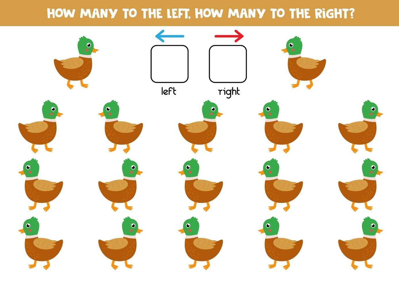 How many ducks go to the left and to the right. vector