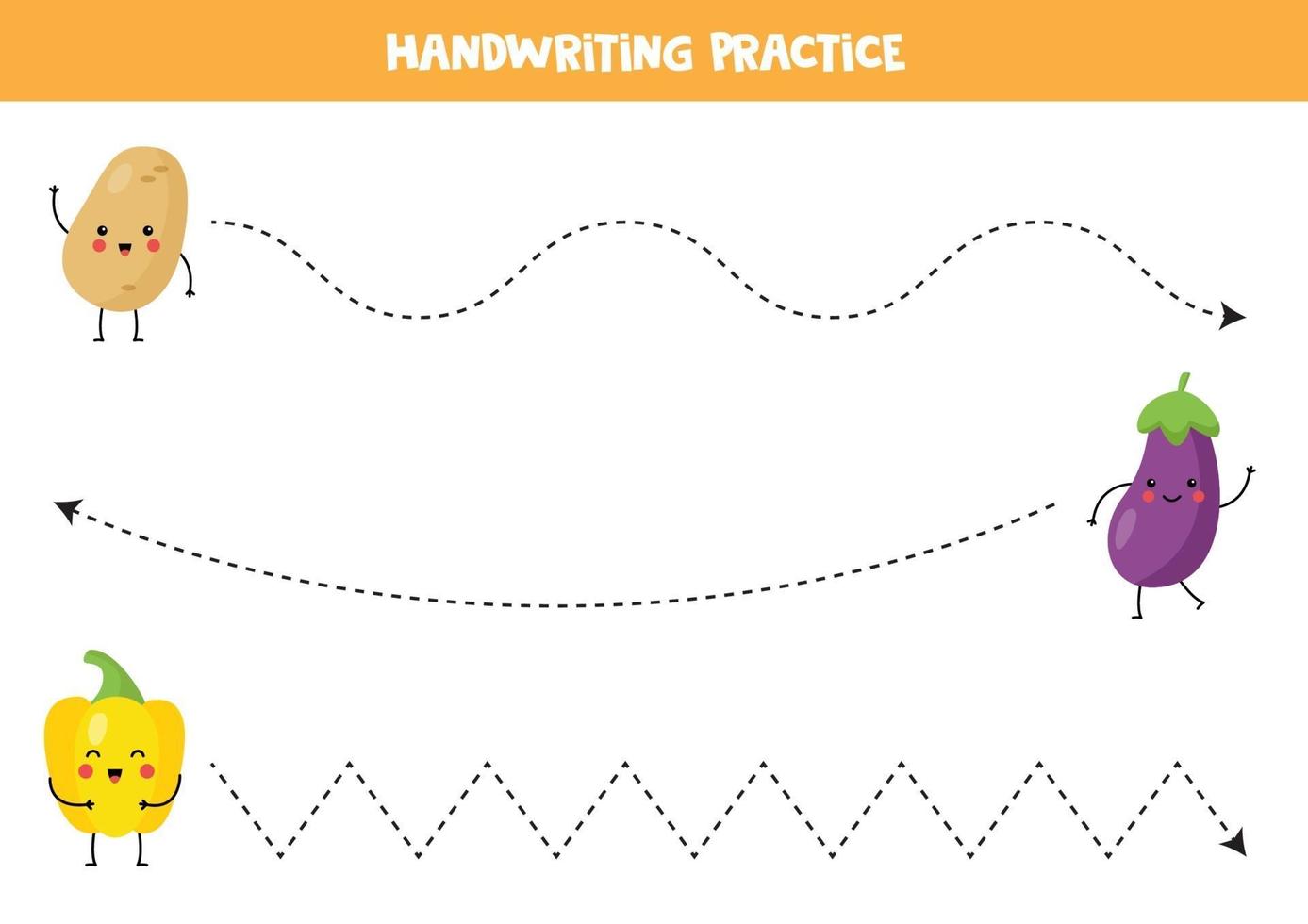 Tracing lines with cute happy kawaii vegetables. vector