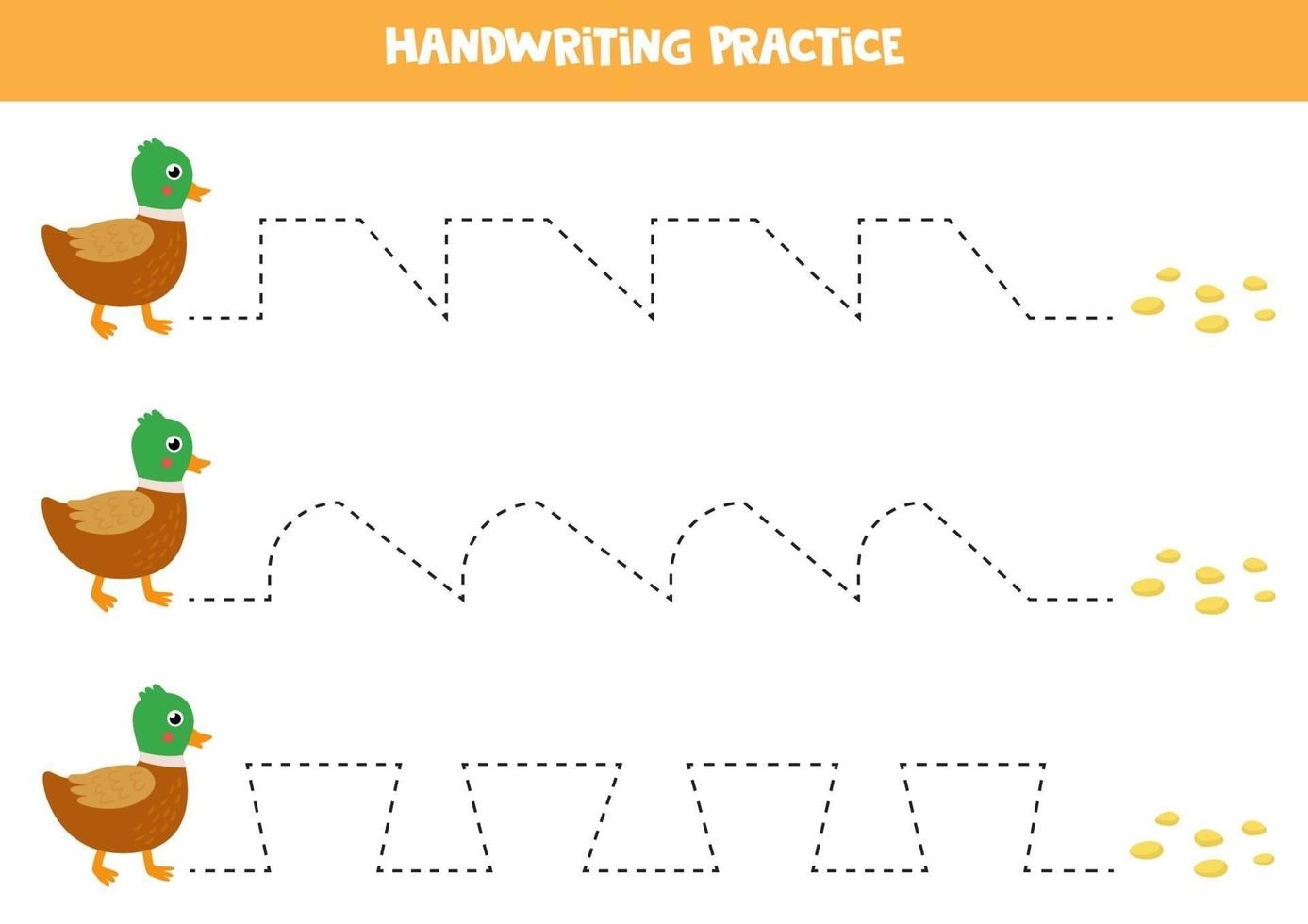 traza las líneas entre el lindo pato y las semillas. vector