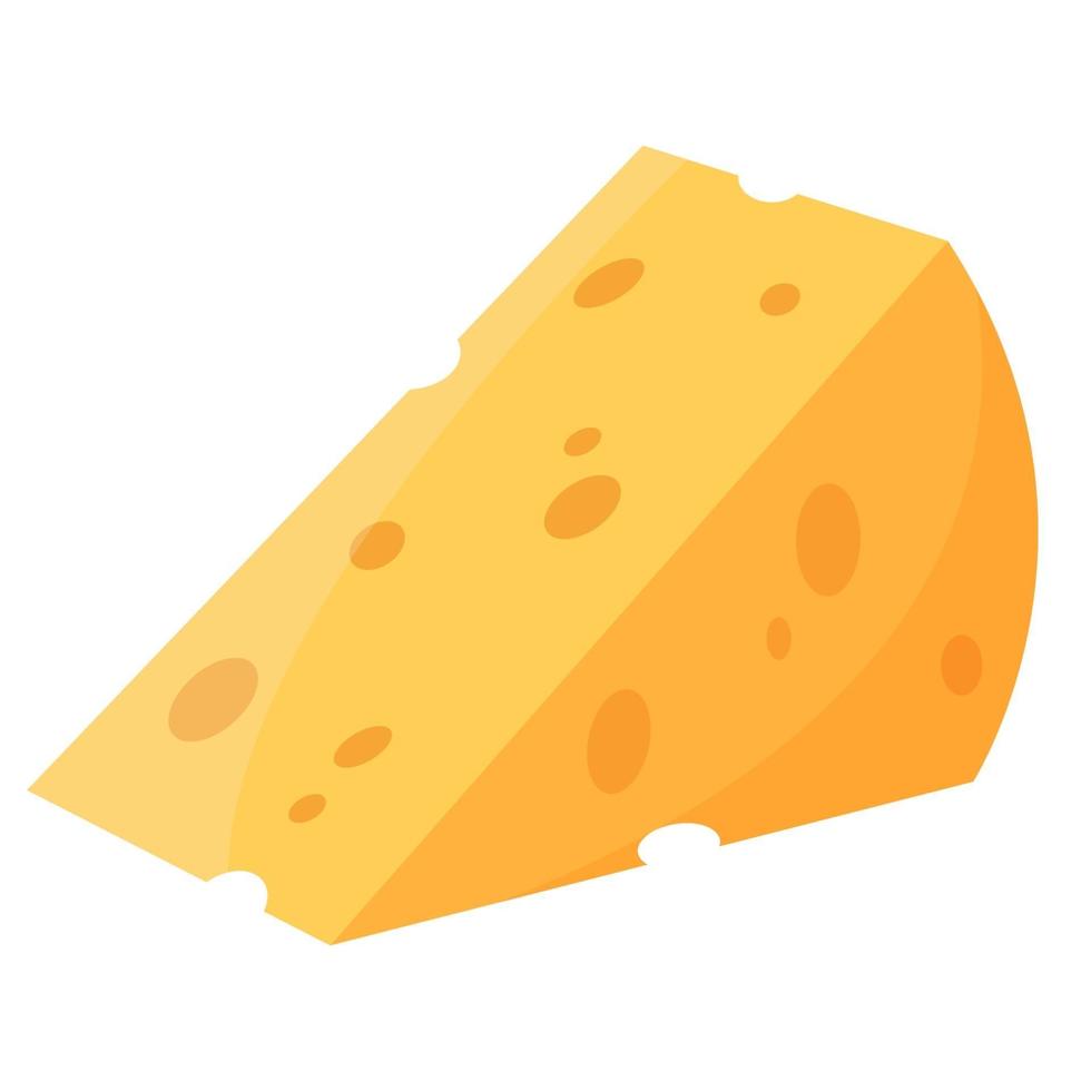 Cheese in a cartoon style. Vector illustration isolated on a white background.