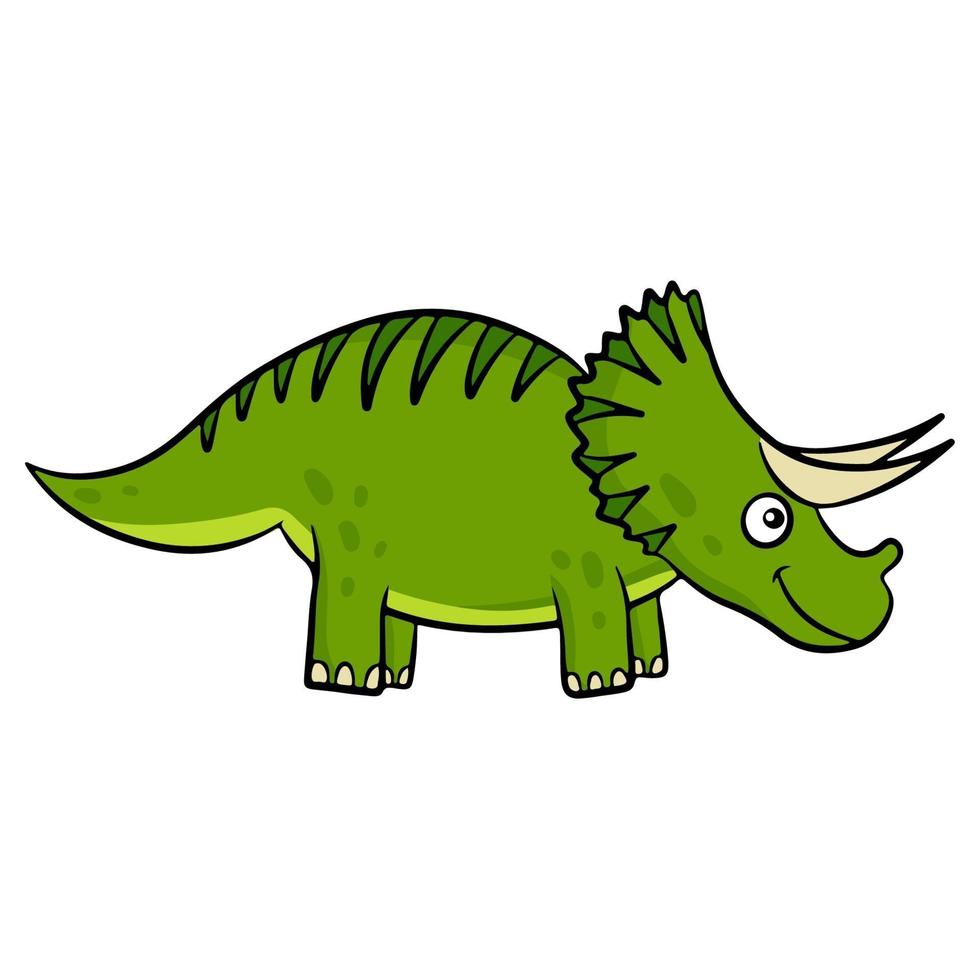 lindo dinosaurio verde en estilo de dibujos animados. ilustración vectorial aislado en un fondo blanco. vector