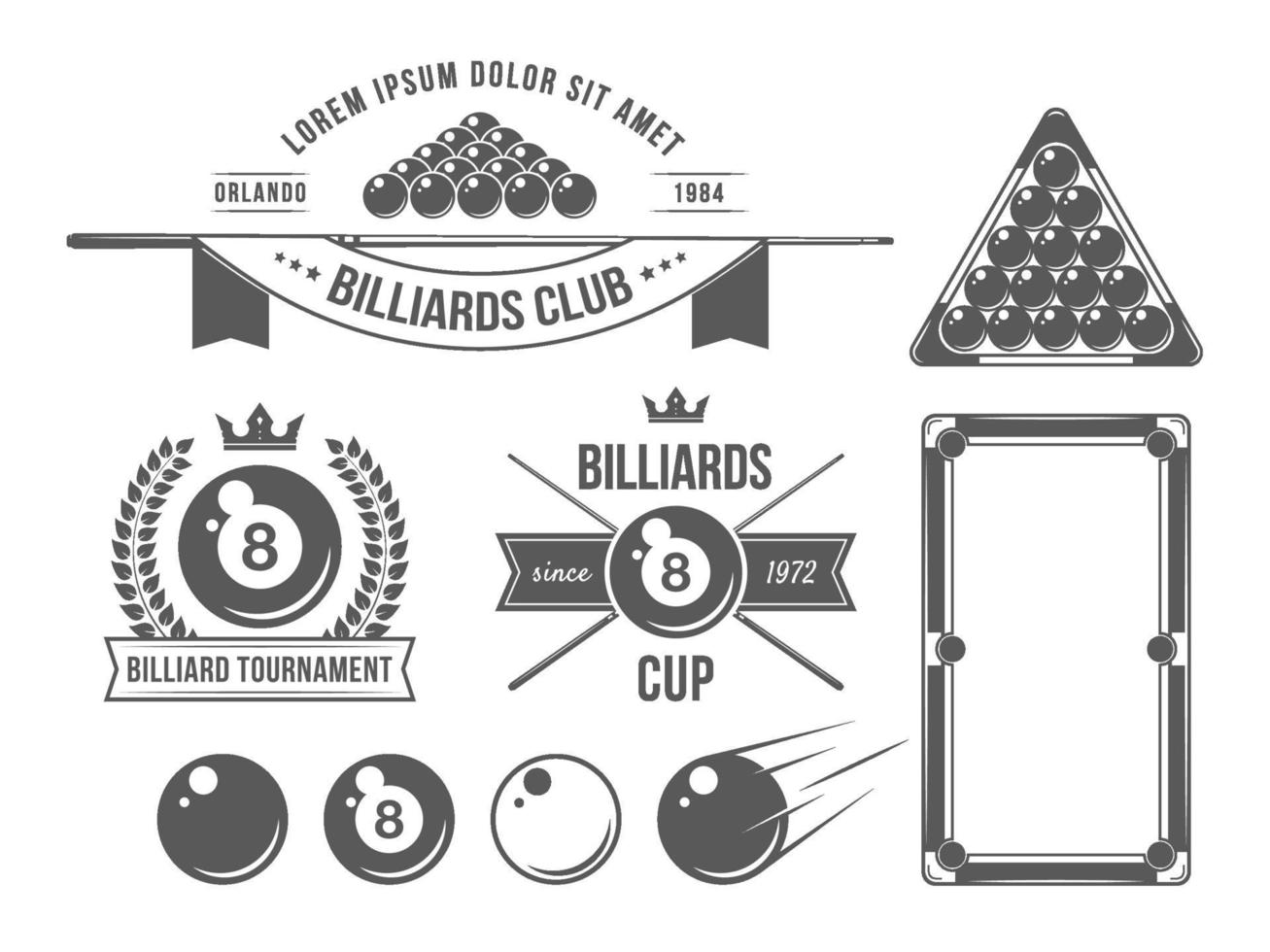 Billiards Accessories And Emblems vector