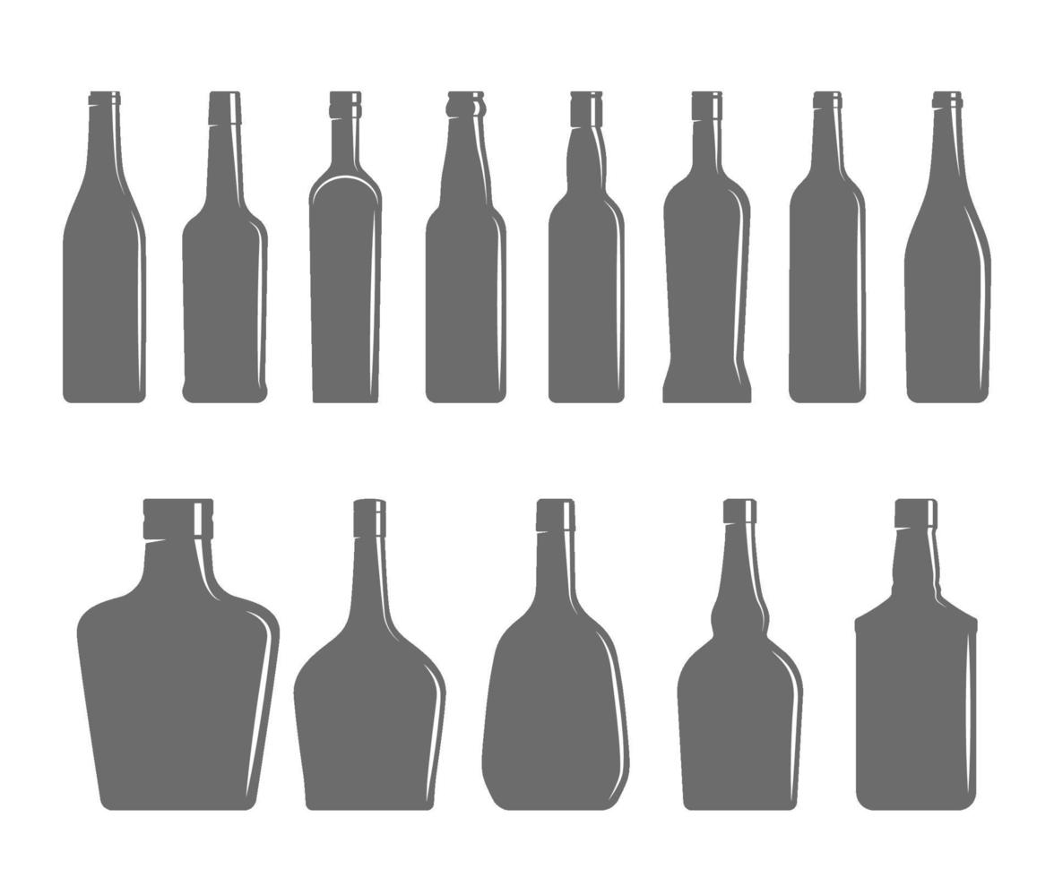 Set of Bottle Shapes Vector Illustration