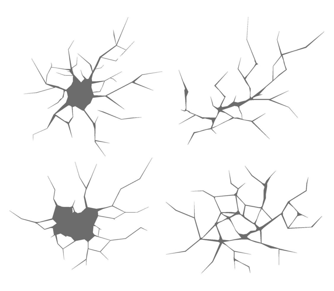 iconos de grietas y fracturas vector