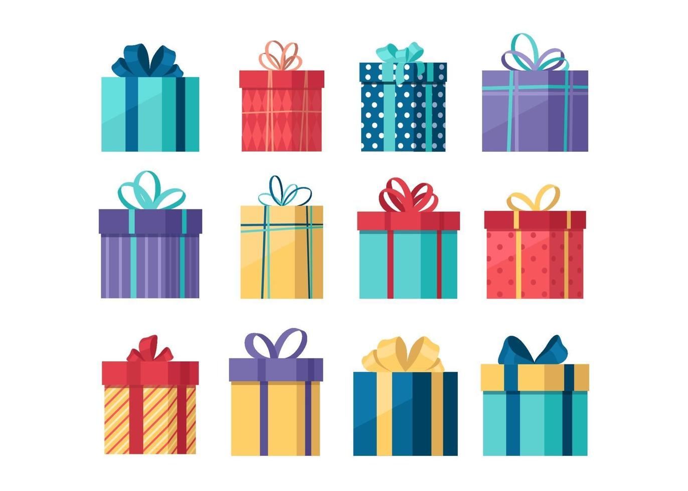 Set of Gift Boxes Illustrations vector