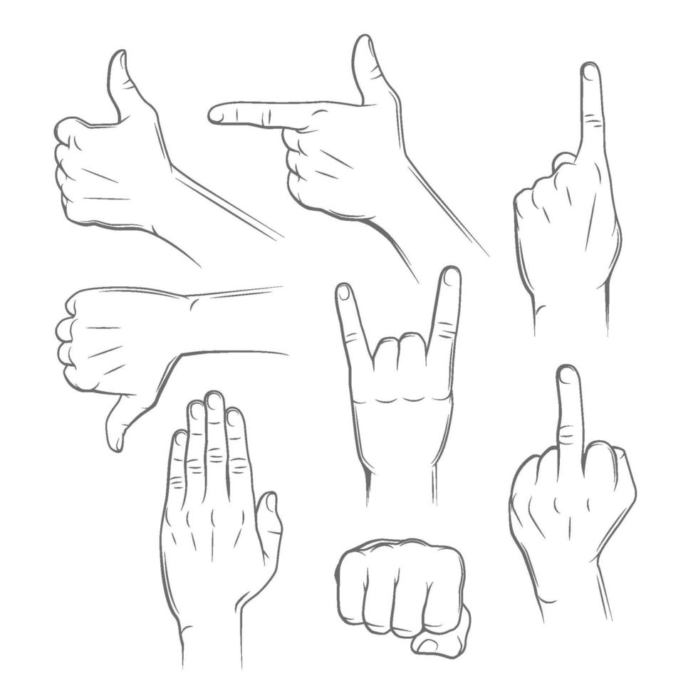 Hand Gestures Vector Illustration Set 2251512 Vector Art at Vecteezy