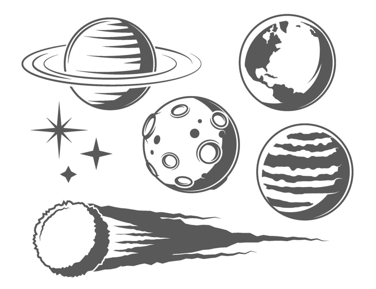 planetas, ilustraciones de objetos espaciales vector