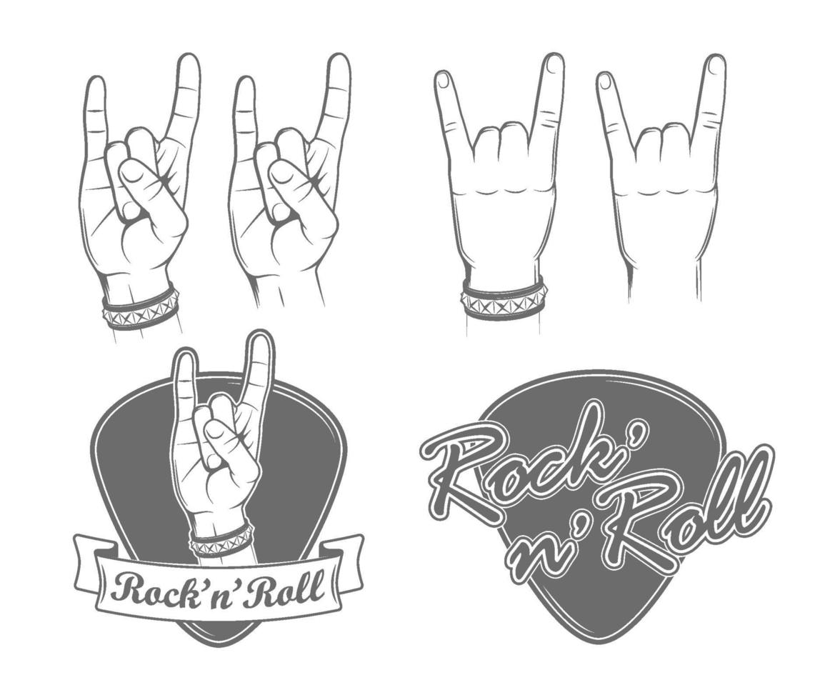 Rock Hand Gesture Illustrations vector