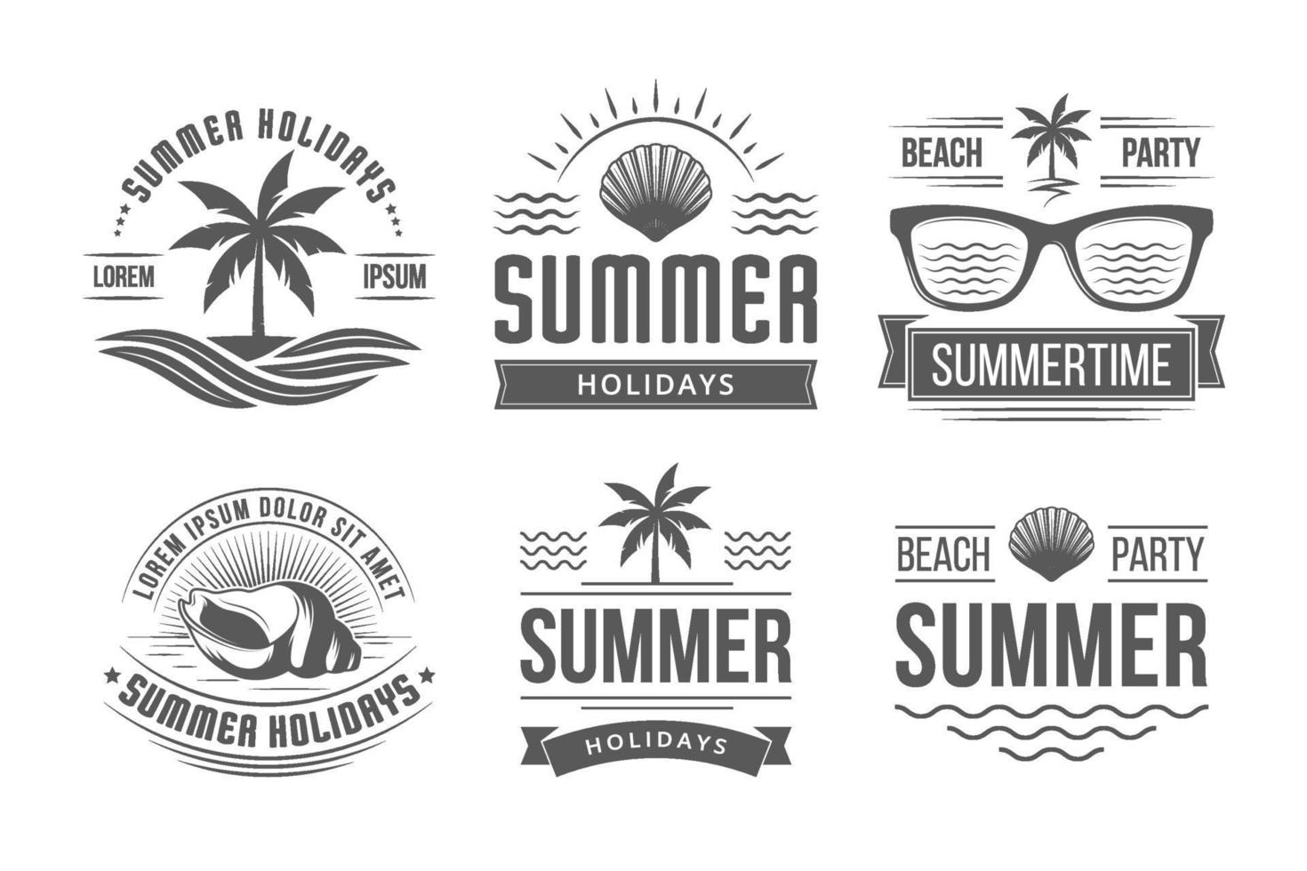 emblemas de vacaciones de verano vector