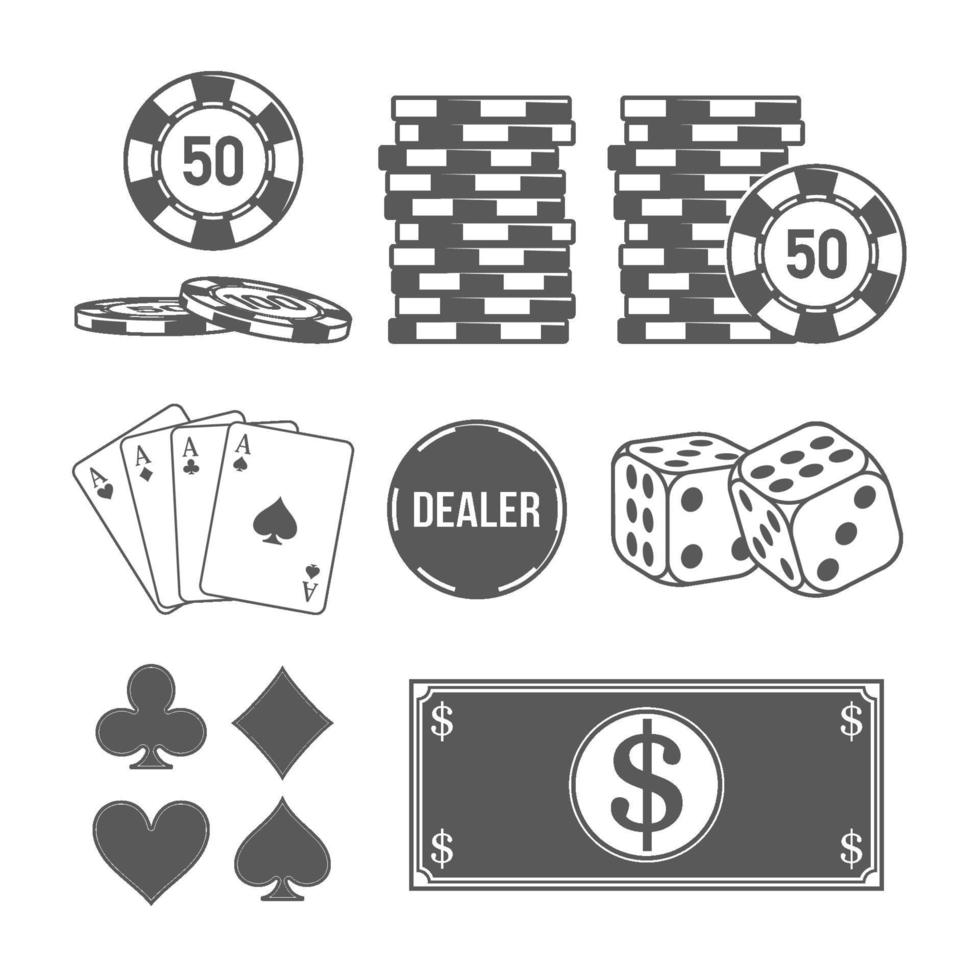 conjunto de elementos de póquer y casino. vector