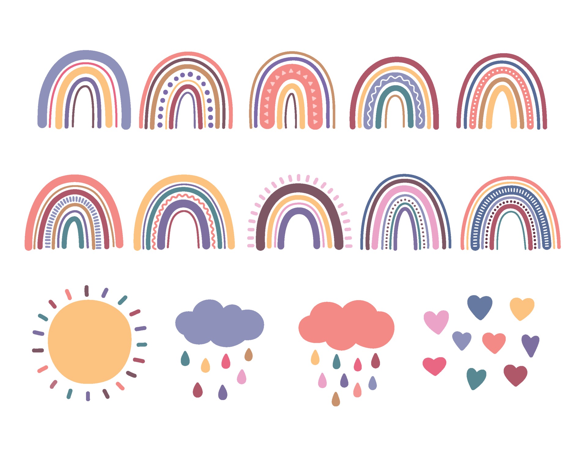 Boho Rainbow SVG Clip Art