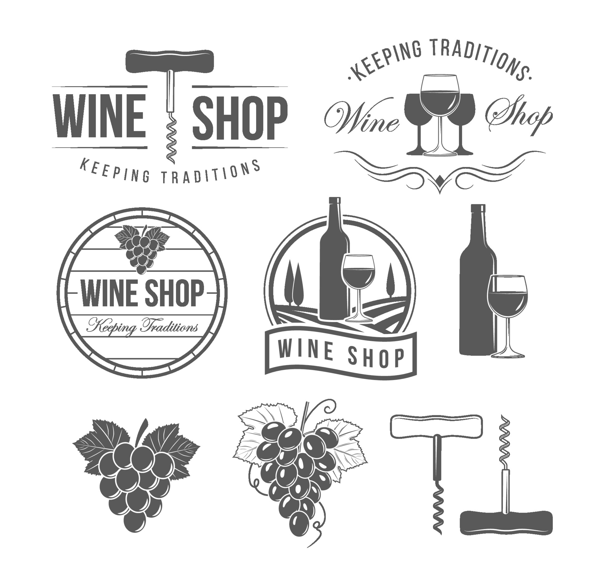 Wine Accessories And Emblems 2251580 Vector Art at Vecteezy