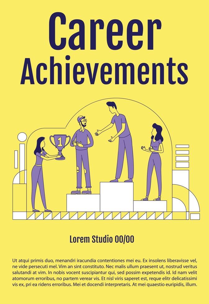 Career achievements poster flat silhouette vector template. Job promotion brochure, booklet one page concept design with cartoon characters. Professional growth flyer, leaflet with text space