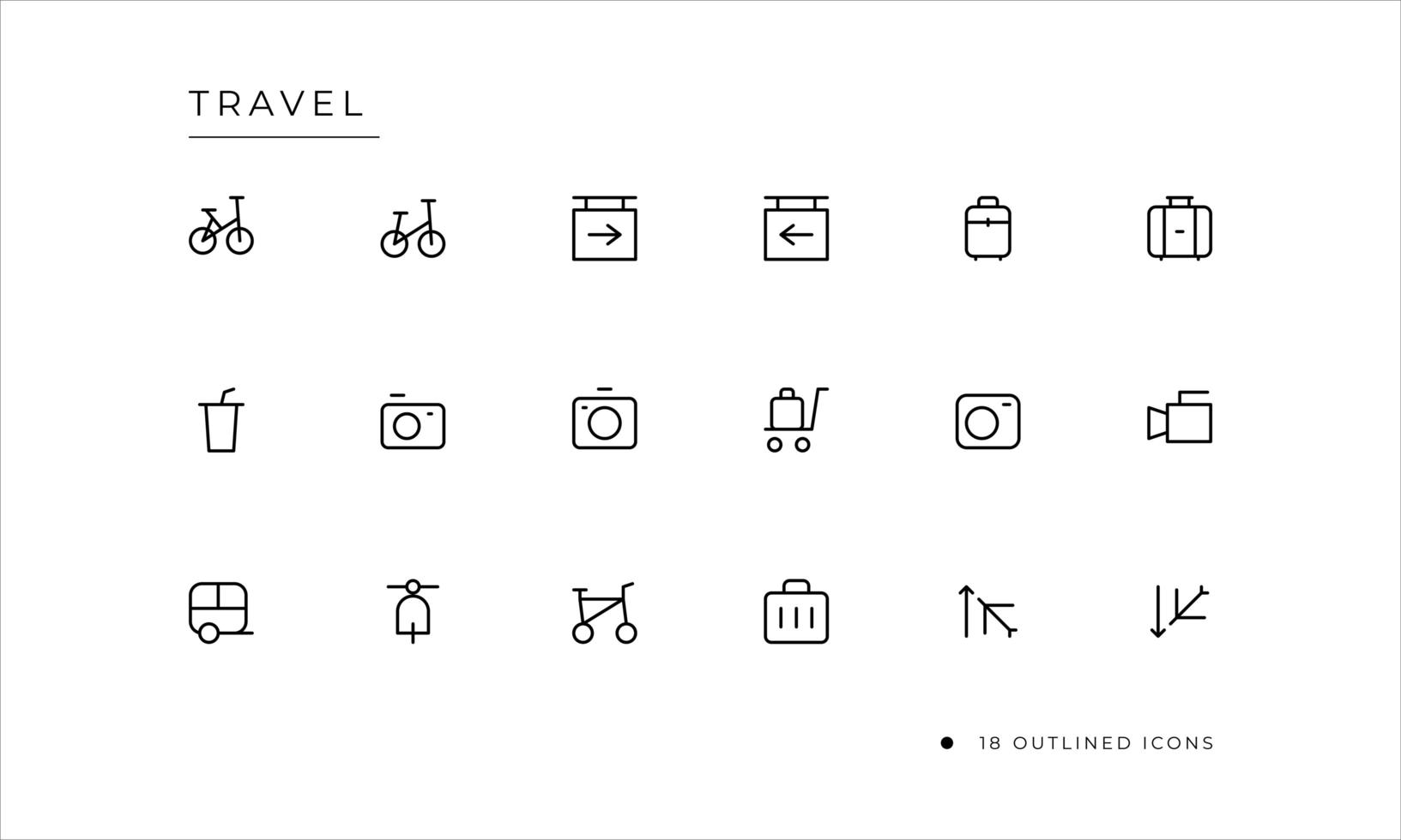 Travel icon set with outlined style vector