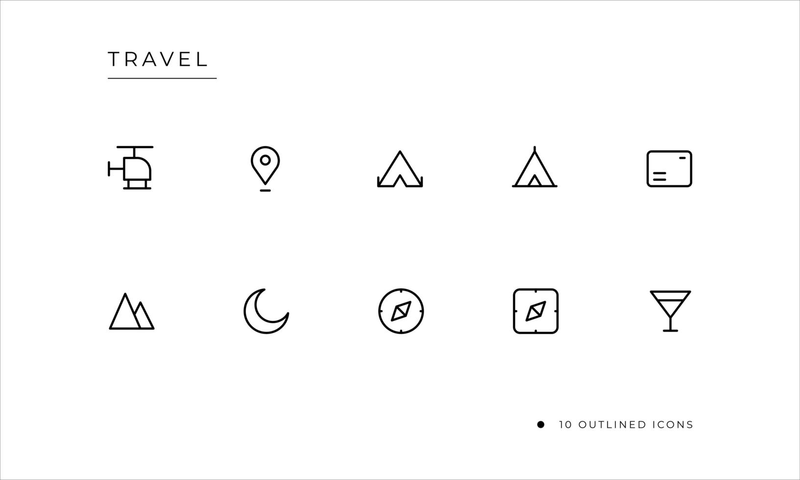 Travel icon set with outlined style vector