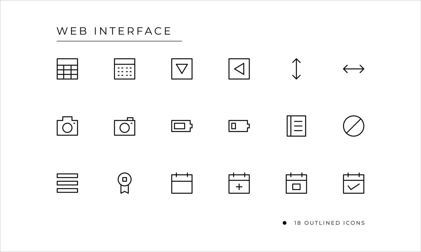 Web Interface Icon set with outlined style vector