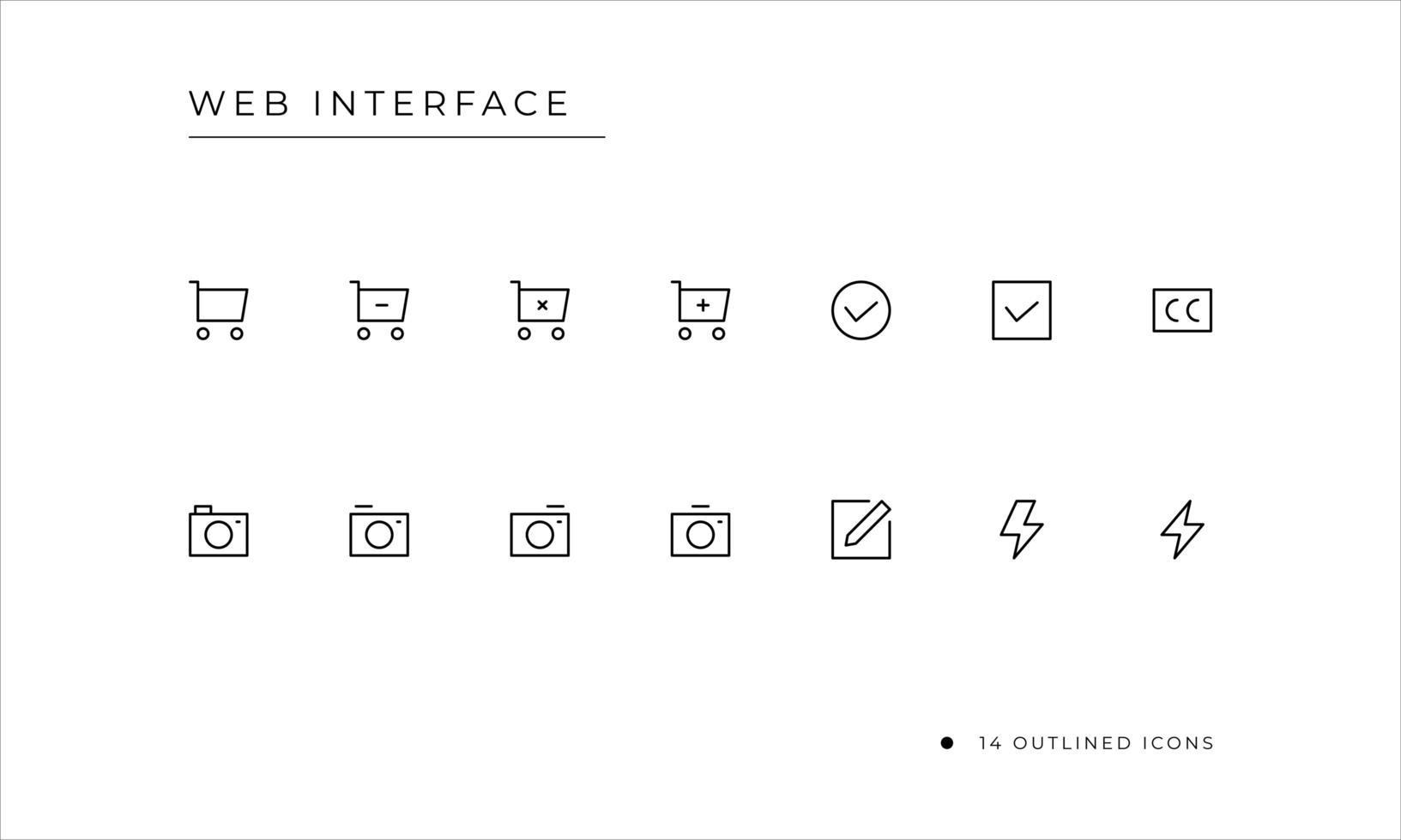 Web Interface Icon set with outlined style vector