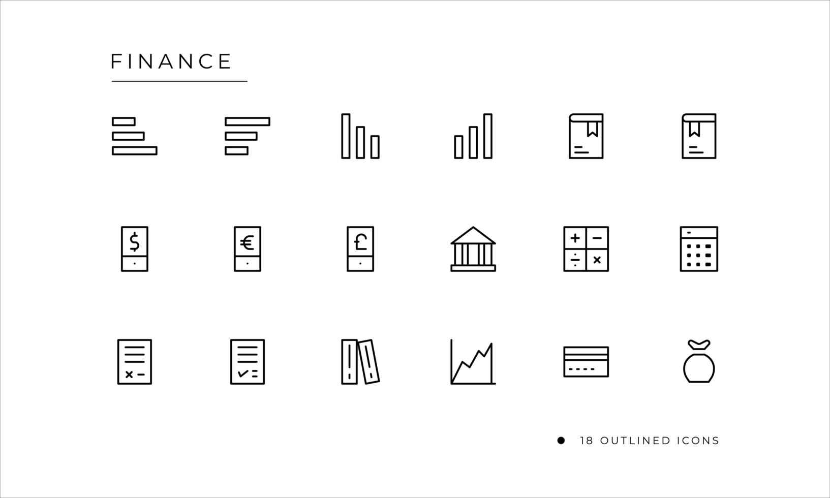 Finance icon set with outlined style vector