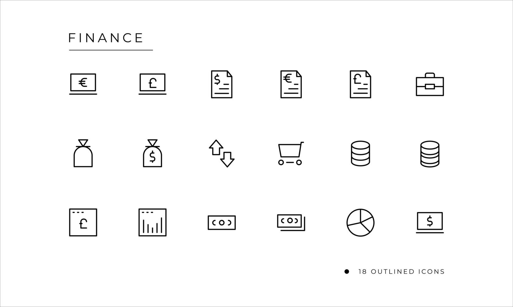 Finance icon set with outlined style vector