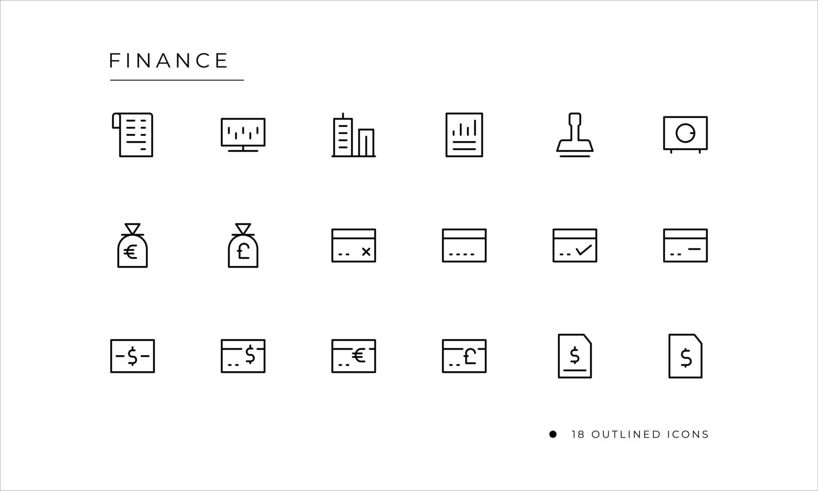 Finance icon set with outlined style vector