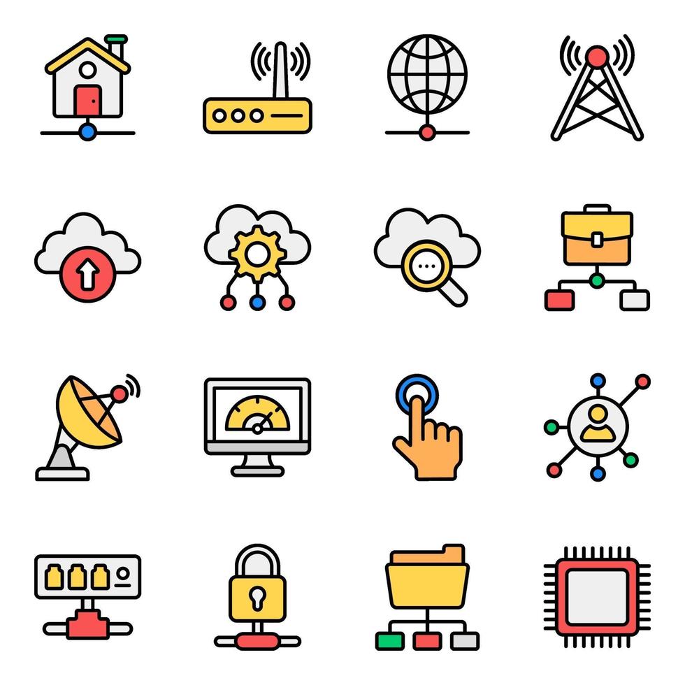 Network and Technology Icon Set vector