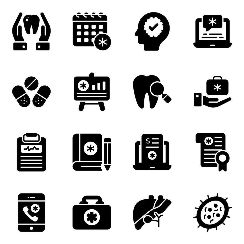 Medical and Healthcare Accessories Icon Set vector