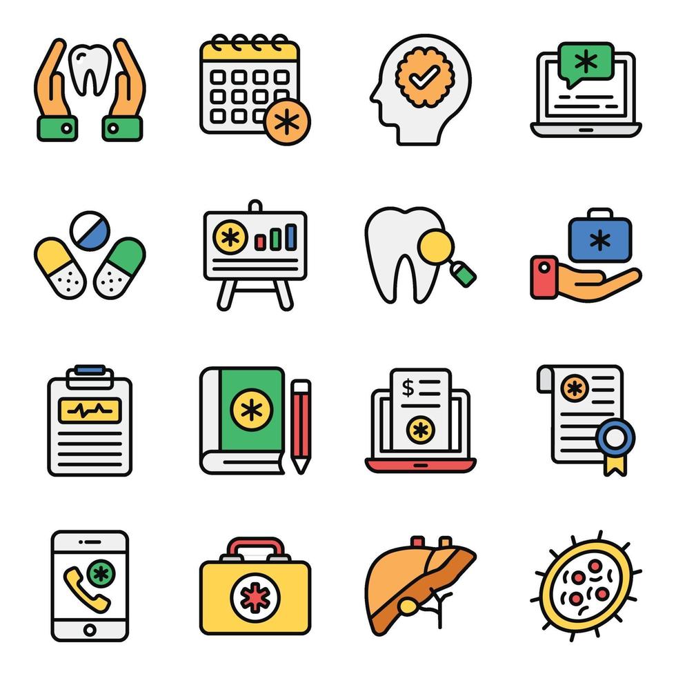 Medical and Healthcare Accessories Icon Set vector