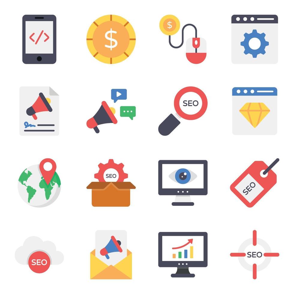 conjunto de iconos de marketing y negocios vector