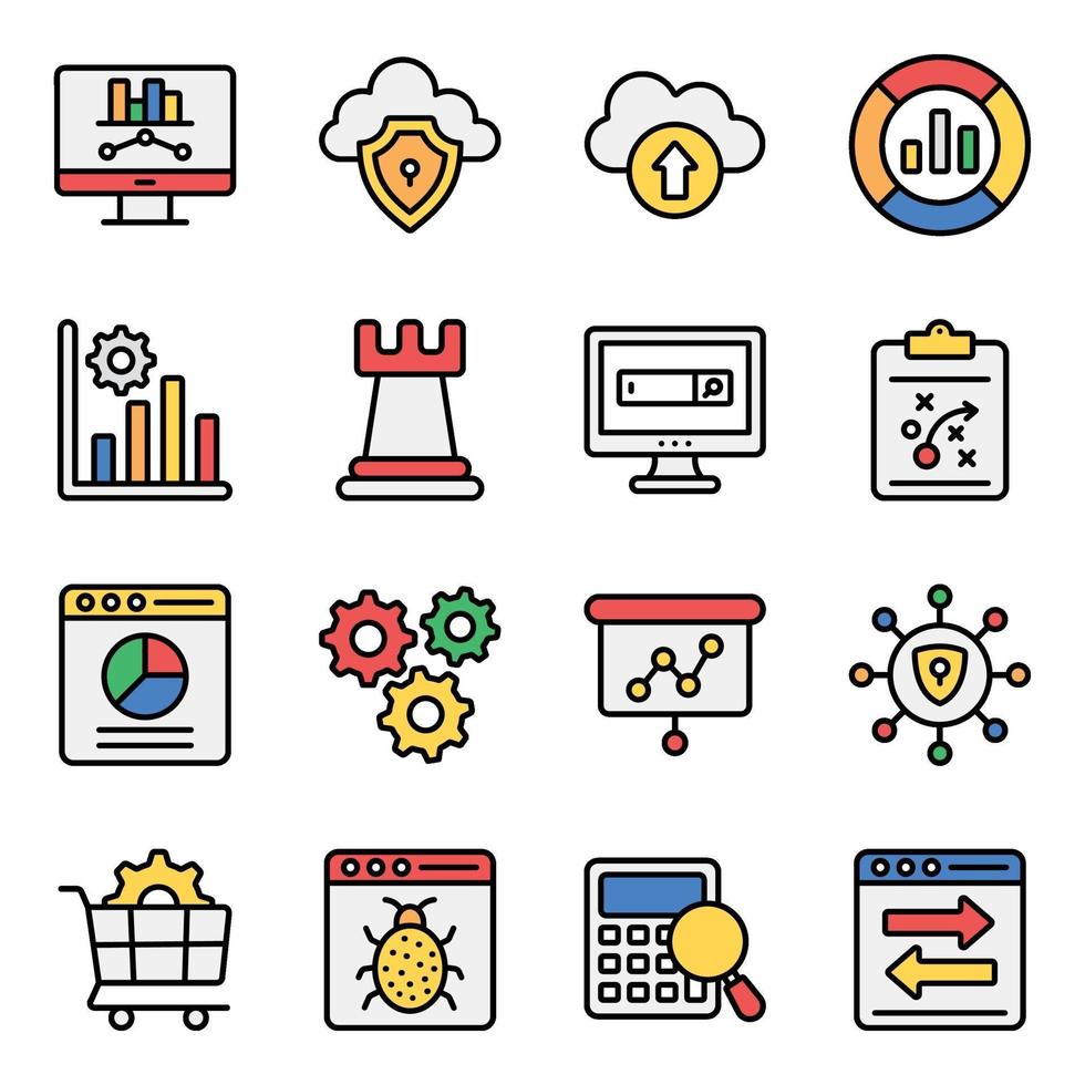Digital Marketing and Data Analytics Icon Set vector