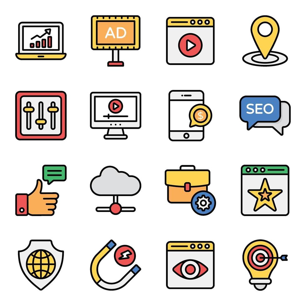 Digital Marketing and Data Analytics Icon Set vector