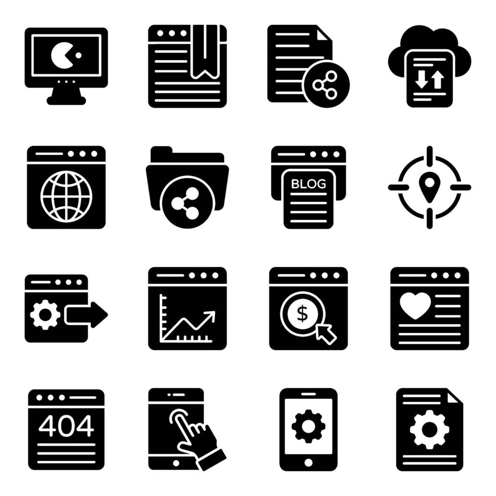 Digital Marketing and Data Analytics Icon Set vector