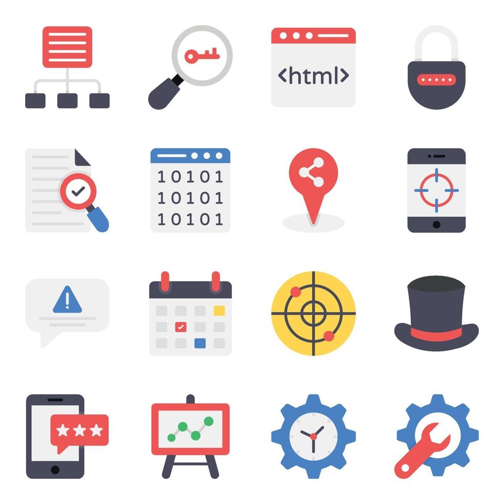 conjunto de iconos de análisis de datos y marketing digital vector