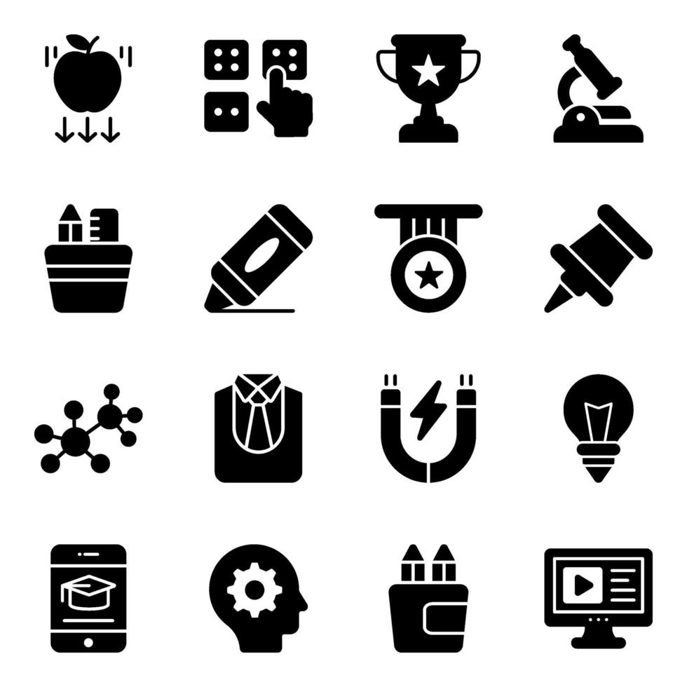 Learning and Education Elements Icon Set vector