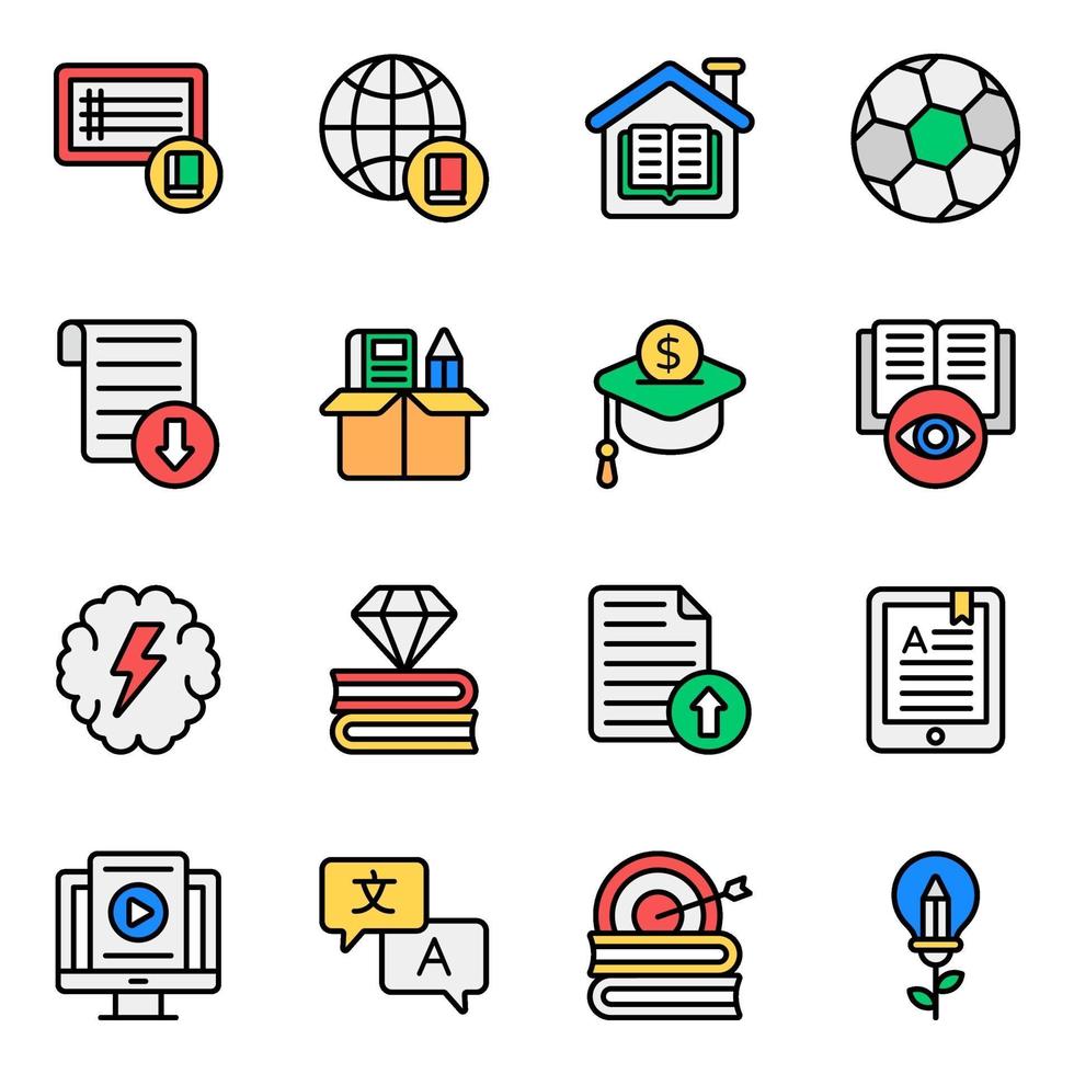 Learning and Education Elements Icon Set vector